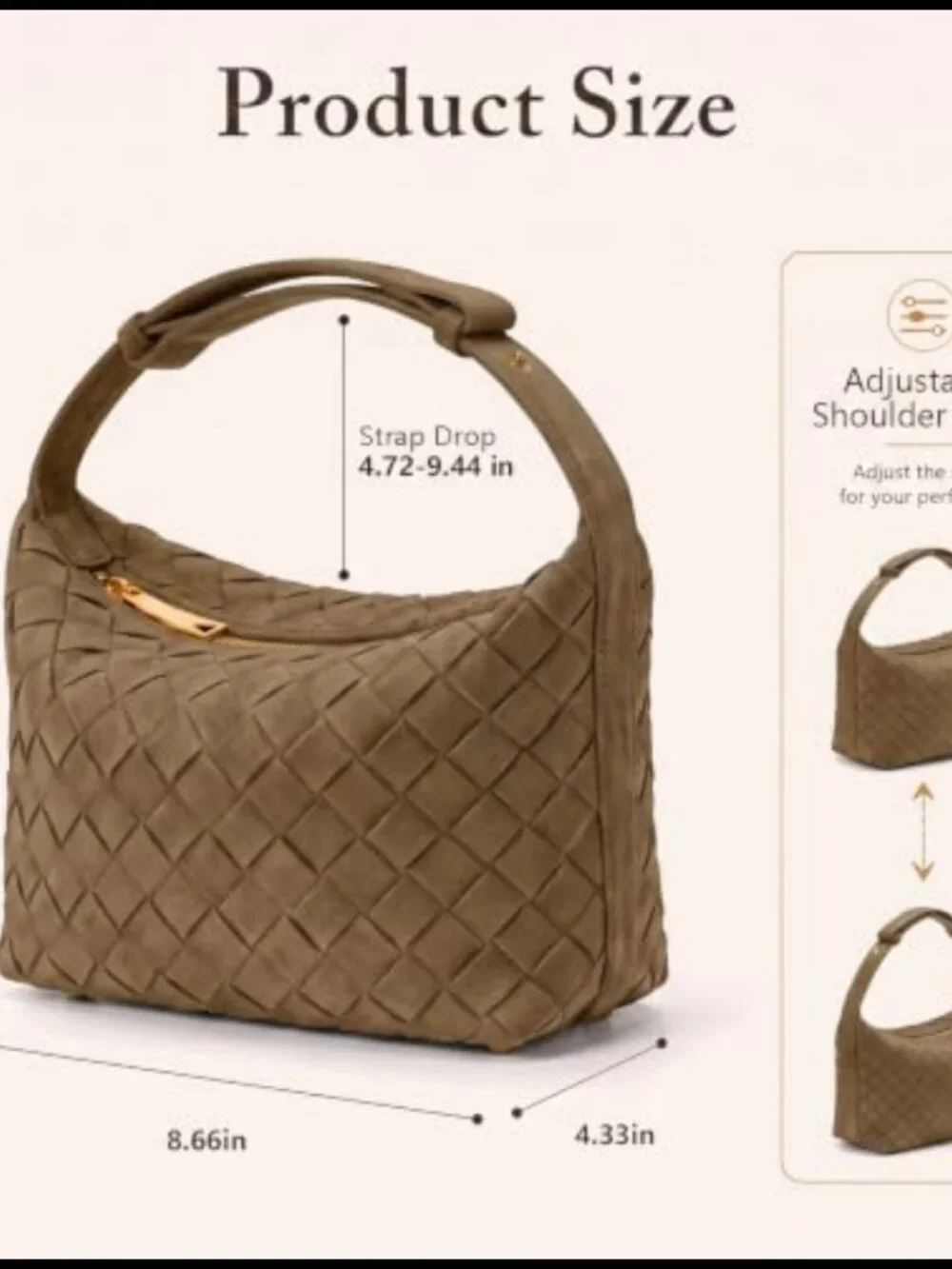Hand-Woven Faux Suede Shoulder Bag Vegan Leather Hobo Handbag for Women